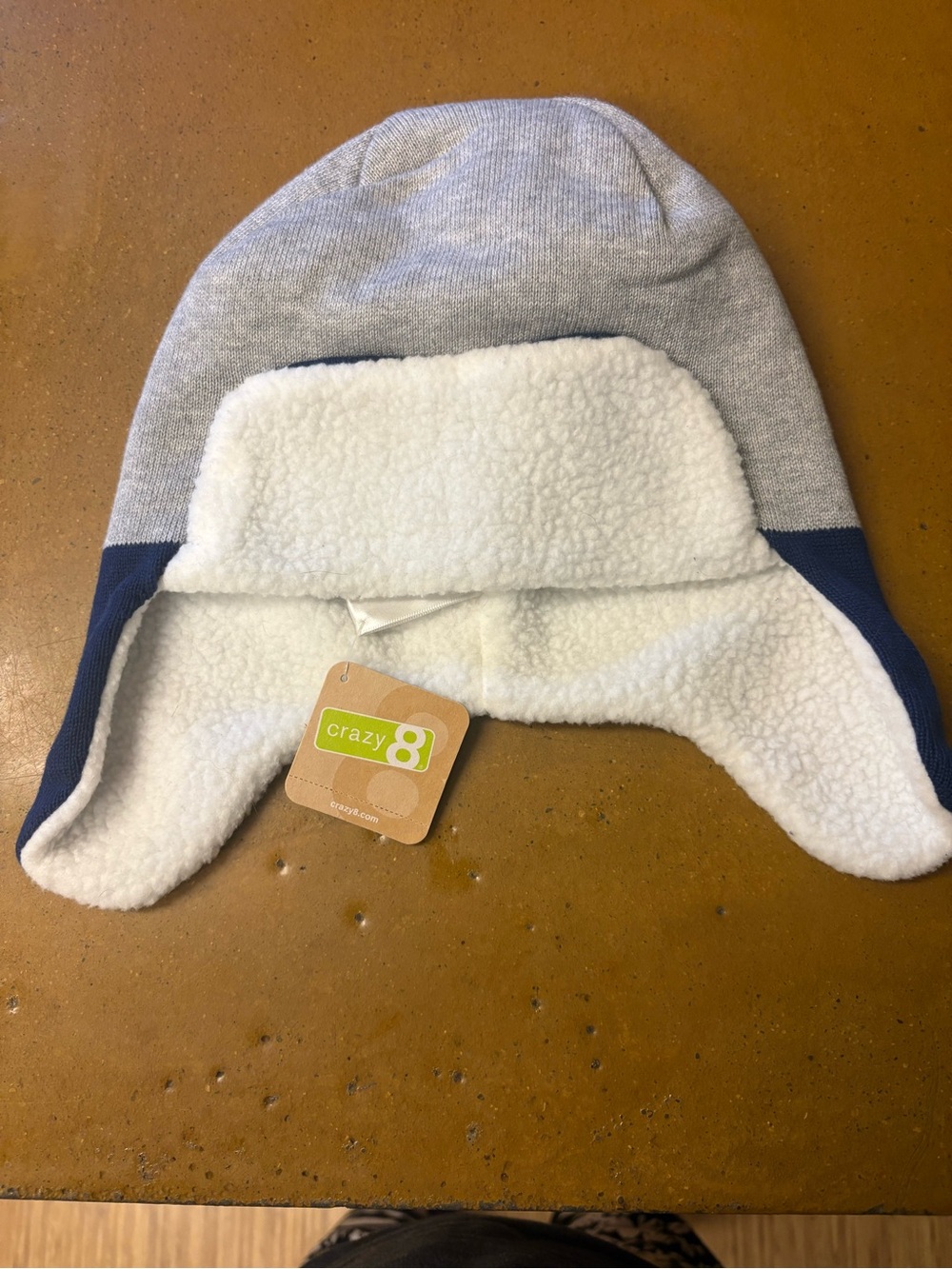 Crazy 8 Gray & Navy Sherpa-Lined Earflap Hat